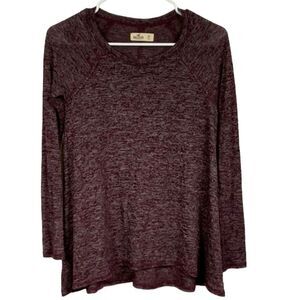 Hollister XS Maroon Space Dye Long Sleeve Lightweight Knit Sweater Casual Top